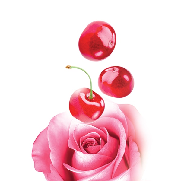 Rose petals and cherries