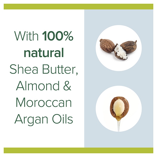 Natural shea butter, almond and moroccan argan oils