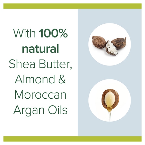 Natural shea butter, almond and moroccan argan oils Natural shea butter, almond and moroccan argan oils