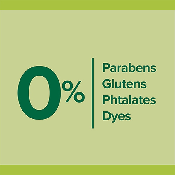 0% parabens glutens phtalates and dyes